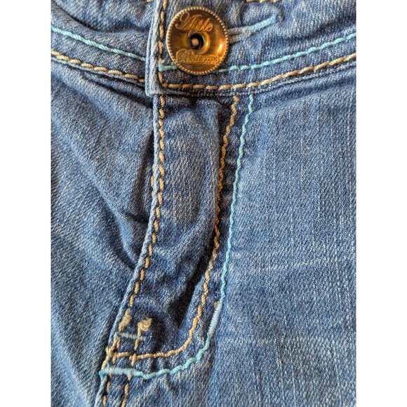 Apple Bottoms Low Rise Bootcut Jeans Size 13/14 Y2K Embroidered Apple 28” Inseam - Picture 10 of 16